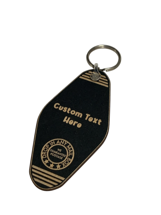 Custom Engraved Motel Style Wooden Keyrings | Any Text & And Logo