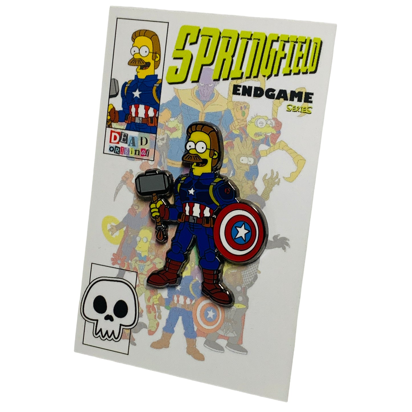 Springfield Endgame: Ned Flanders Captain America Hard Enamel Pin | by DeadOriginal