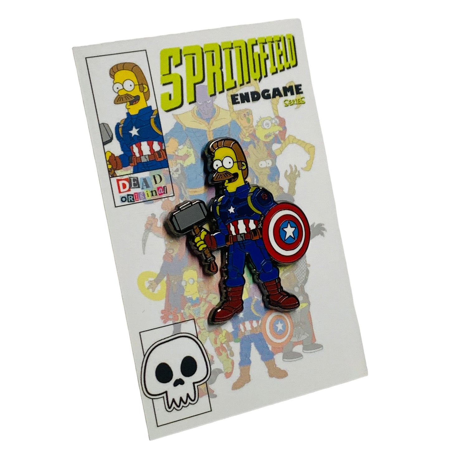Springfield Endgame: Ned Flanders Captain America Hard Enamel Pin | by DeadOriginal