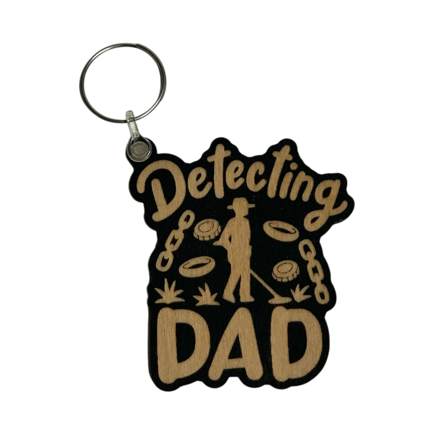 Detecting Dad | Metal Detectorist Wooden Keyring