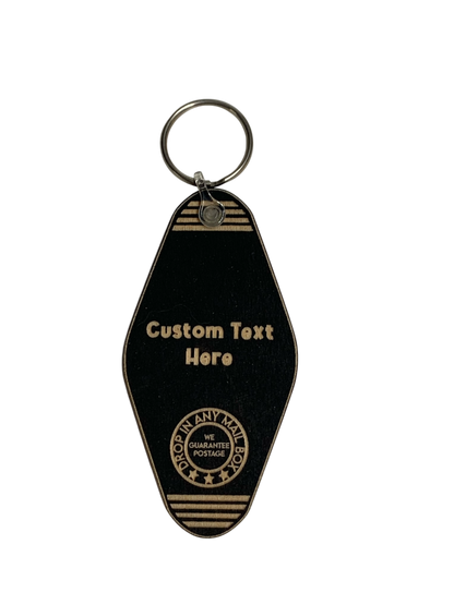 Custom Engraved Motel Style Wooden Keyrings | Any Text & And Logo