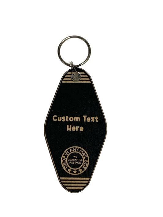 Custom Engraved Motel Style Wooden Keyrings | Any Text & And Logo