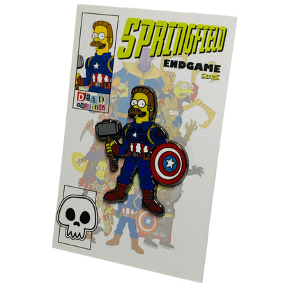 Springfield Endgame: Ned Flanders Captain America Hard Enamel Pin | by DeadOriginal