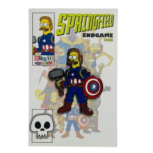 Springfield Endgame: Ned Flanders Captain America Hard Enamel Pin | by DeadOriginal