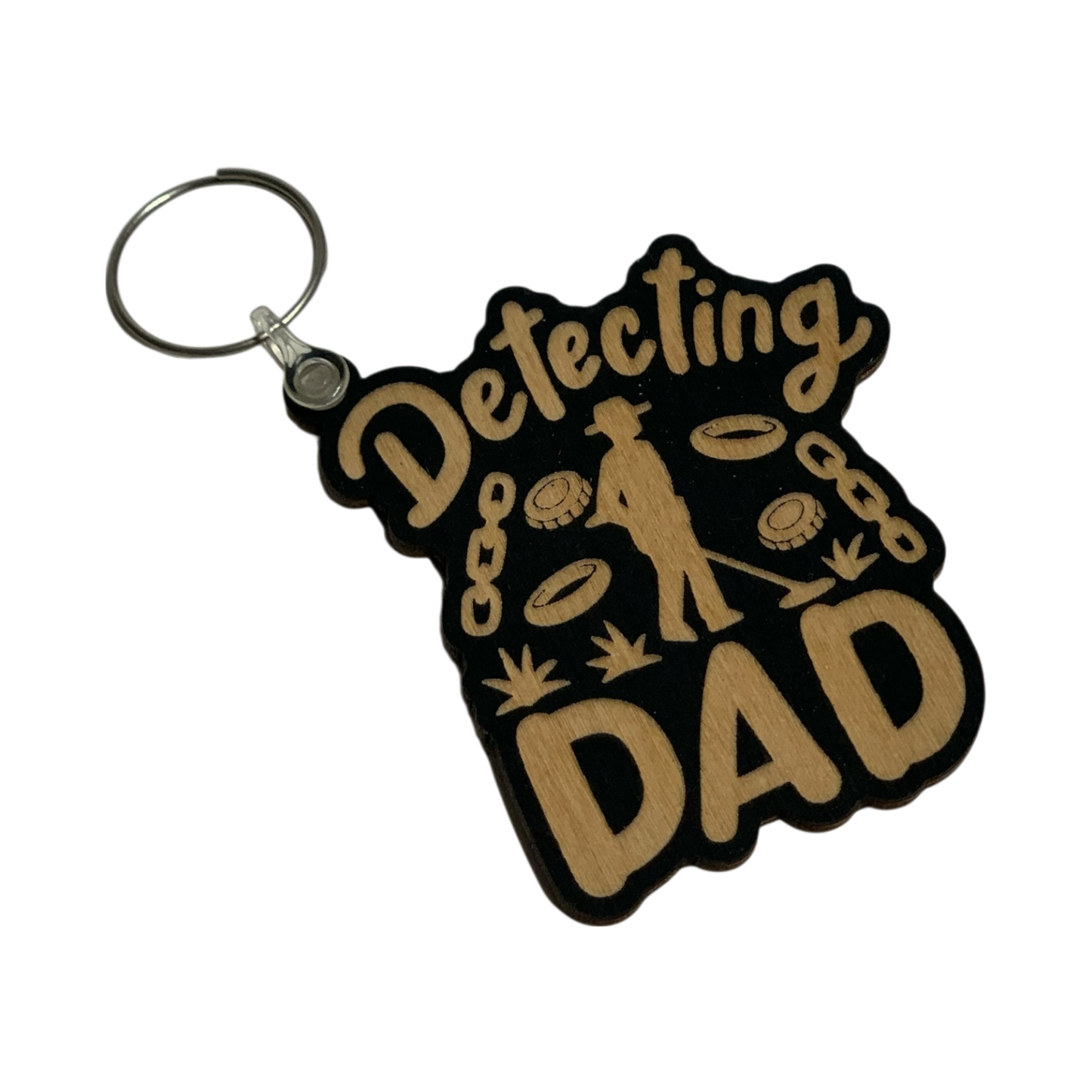 Detecting Dad | Metal Detectorist Wooden Keyring