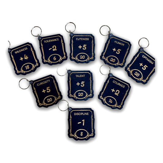 DnD Stat box Wooden Keyrings image 0